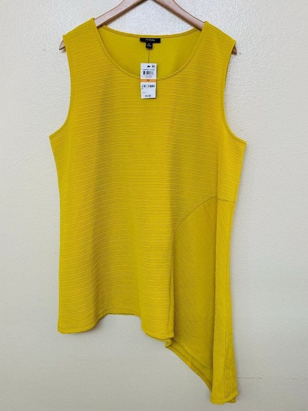 Alfani Bright Yellow Textured Sleeveless Asymmetrical Tank